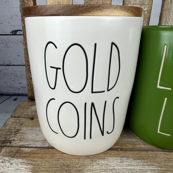 Rae Dunn Gold Coins Cellar & Liquid Luck St Patrick's Day Decor - Picture 2 of 9